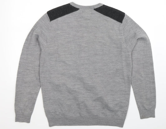New Look Mens Grey Knit Pullover Jumper Size M