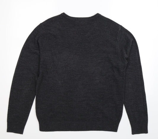 Cedar Wood State Mens Grey Knit Pullover Jumper Size L