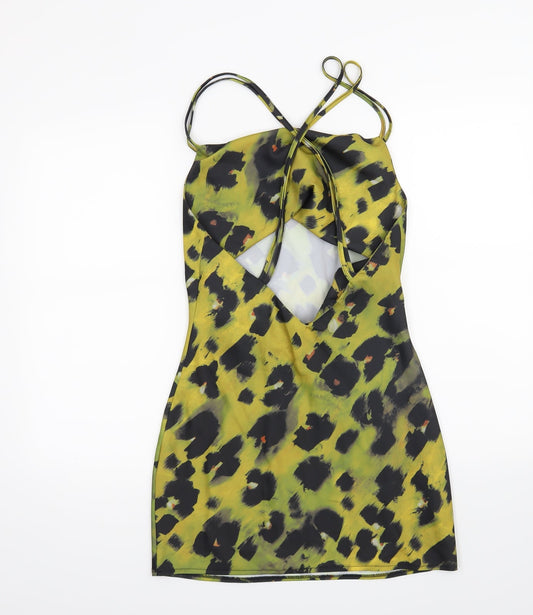 ASOS Womens Yellow Animal Print A-Line Size 8
