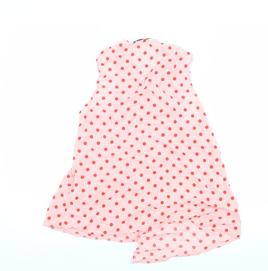 Stradivarius Womens Pink Polka Dot Basic Tank Size M - Knot Detail