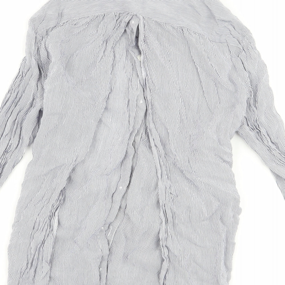 Miss Selfridge Womens Blue Striped Basic Button-Up Size 8 - open back