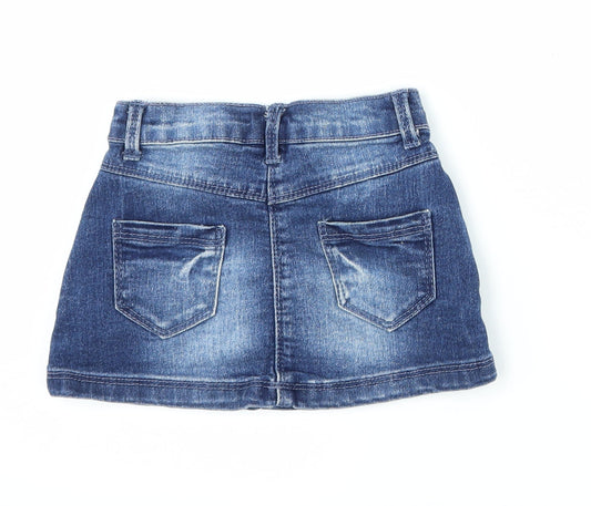 Evie Girls Blue Denim A-Line Skirt Size 9-12 Months