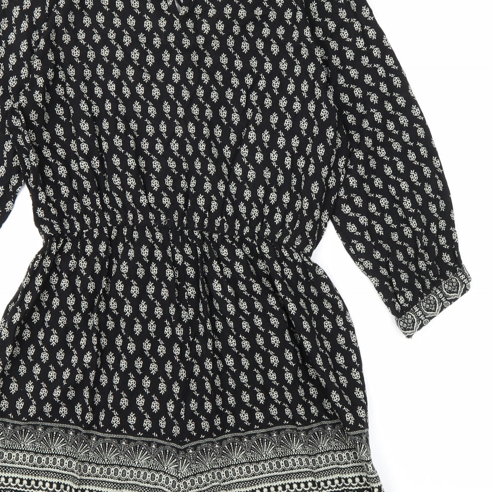 Atmosphere Womens Black Geometric Playsuit One-Piece Size 10