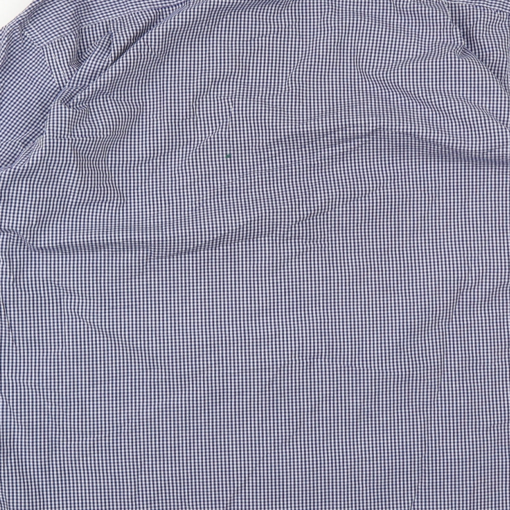 Mens UK Size 17.5 Debenhams Blue Button-Up Long Sleeve Casual Shirt