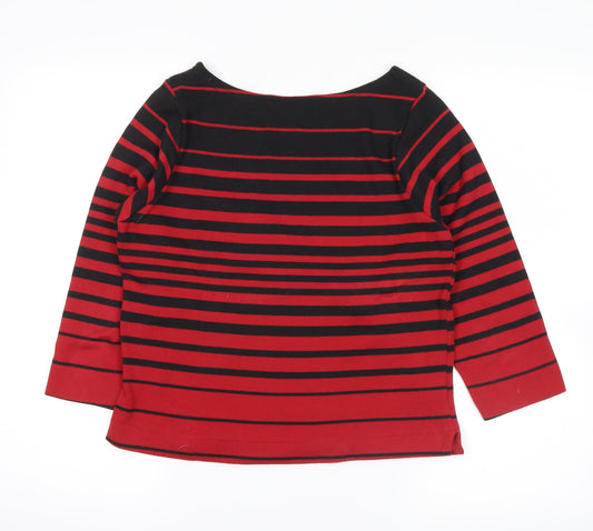 Joie De Vivre Womens Red Striped Pullover Jumper Size L