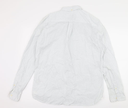 NEXT Mens White Polka Dot Button-Up Size L