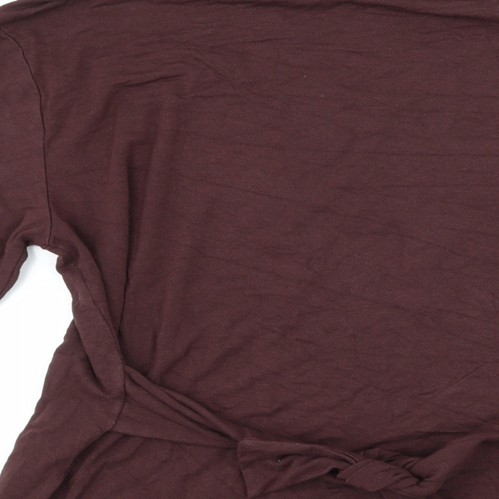 Womens UK Size XS ICHI Brown Basic T-Shirt
