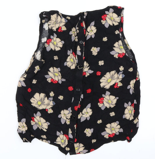 Primark Womens Black Floral Basic Blouse Size 8