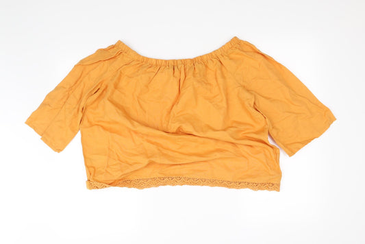 m&s Womens Yellow Basic Blouse Size 14