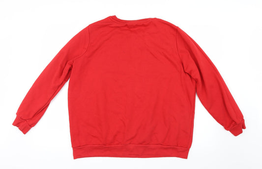 Pep&Co Mens Red Knit Pullover Jumper Size L - Christmas