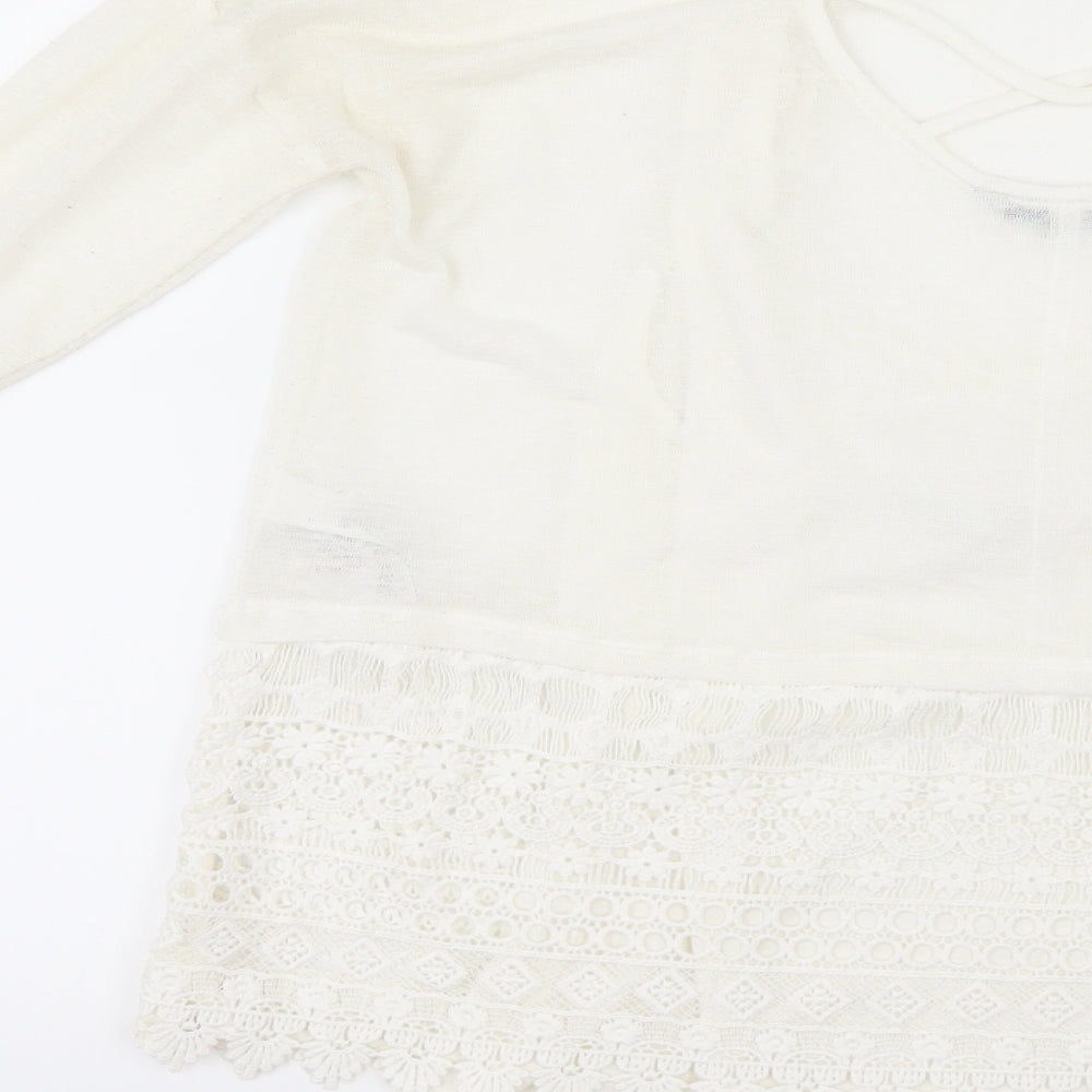 Womens UK Size 10 NEXT Ivory Basic T-Shirt