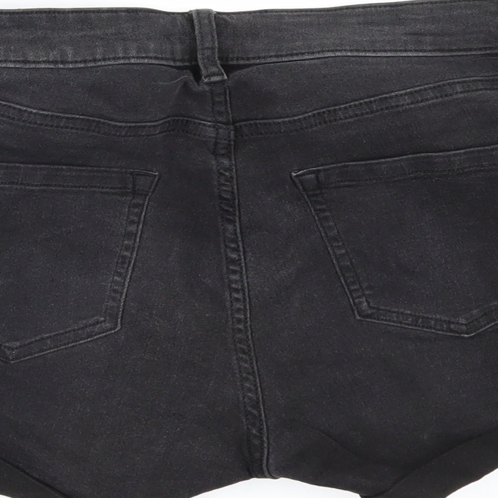 H&M Womens Black Denim Hot Pants Shorts Size 4