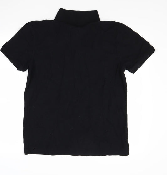 pique Mens Black Polo Size L