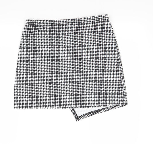 SheIn Womens White Check Mini Skirt Size L