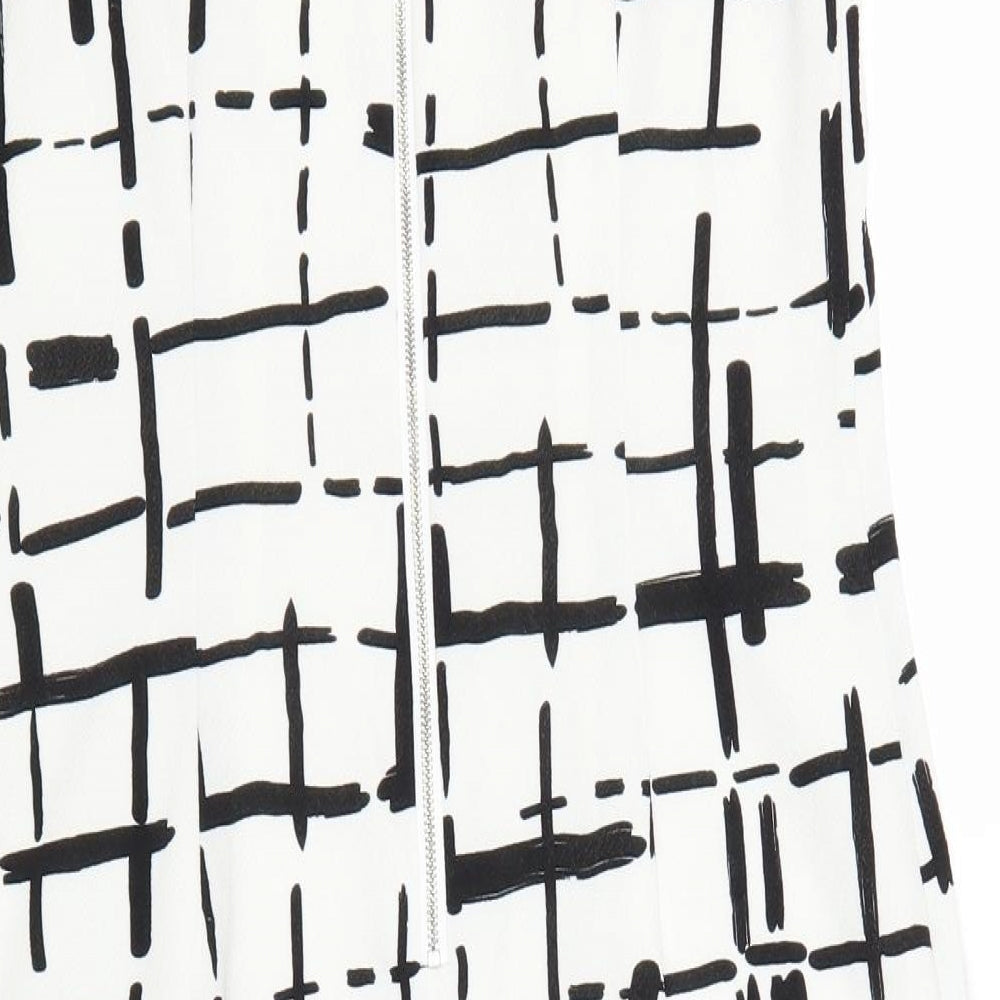 Muse Womens White Check A-Line Size 10