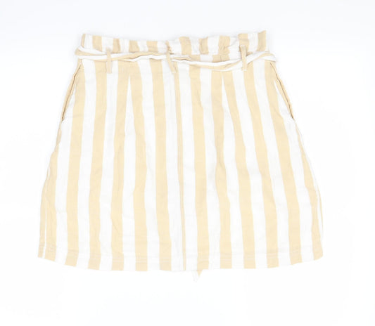 Hollister Womens Yellow Striped  Mini Skirt Size M