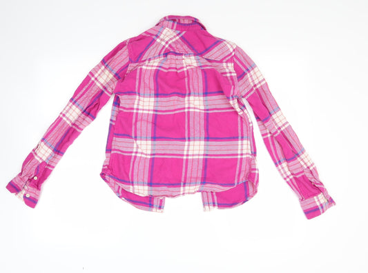 Womens UK Size XS American Eagle Outfitters Pink Basic Button-Up