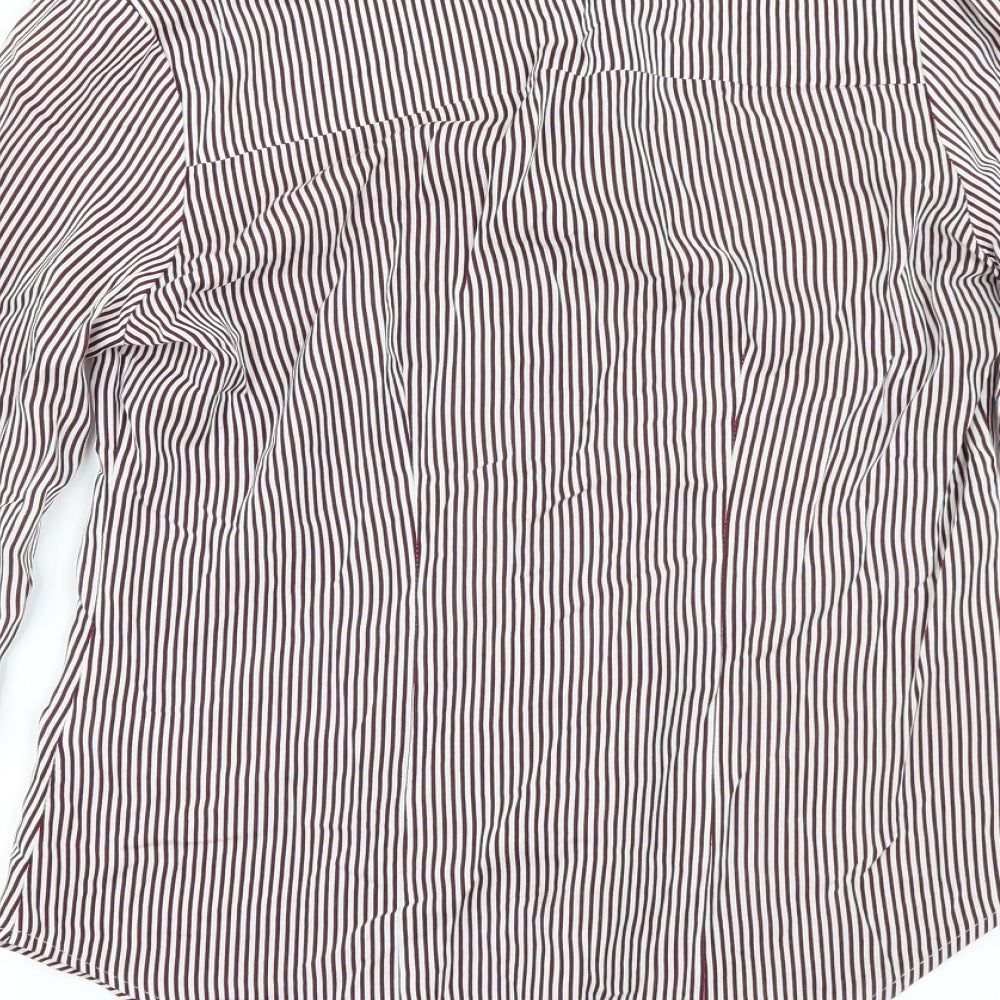 Primark Womens Purple Striped Basic Button-Up Size 8