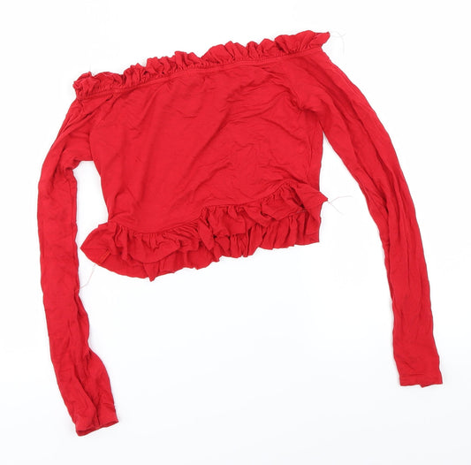 PRETTYLITTLETHING Womens Red Basic Blouse Size 8