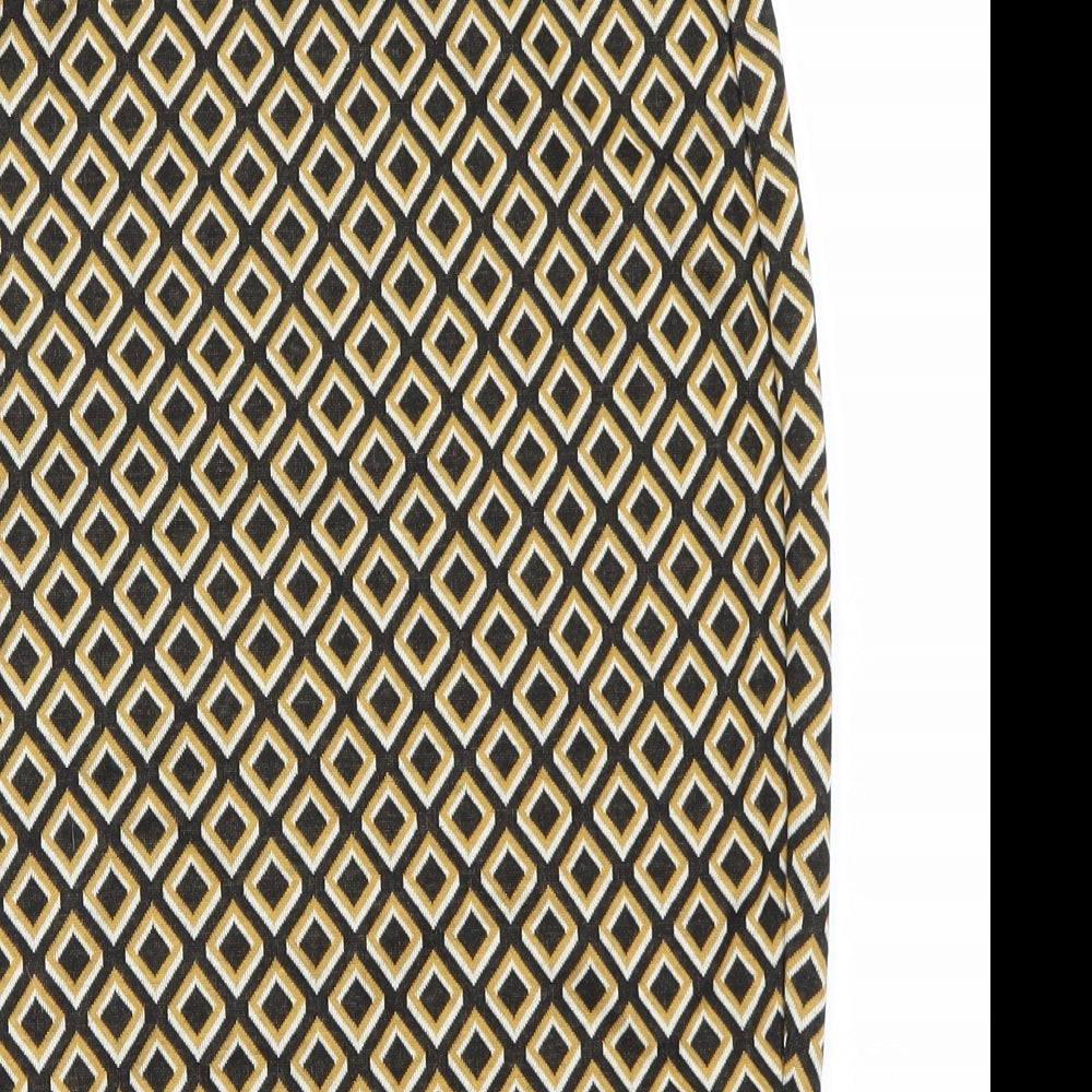 Primark Womens Yellow Check A-Line Skirt Size 8