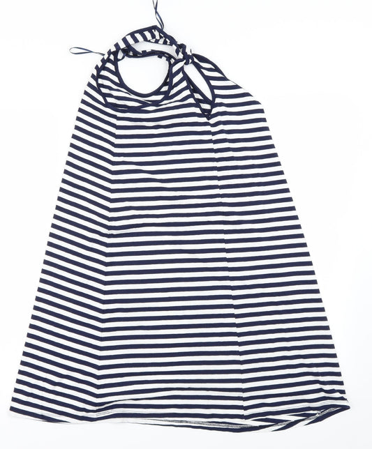 George Womens White Striped A-Line Size 8