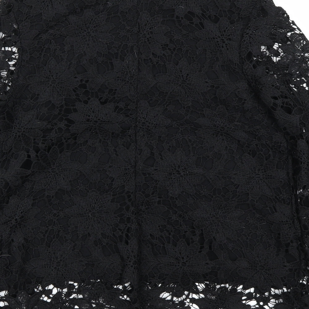 Papaya Womens Black Floral Basic Blouse Size 8