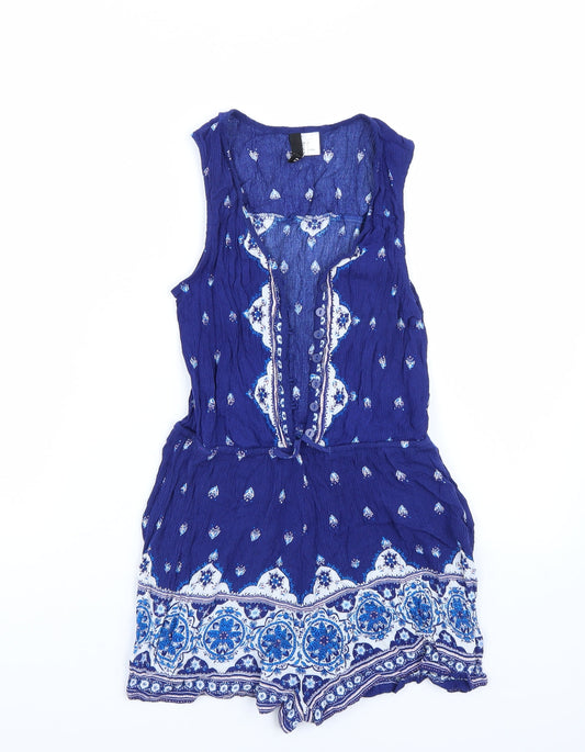 Womens UK Size 4 H&M One-Piece Blue Playsuit