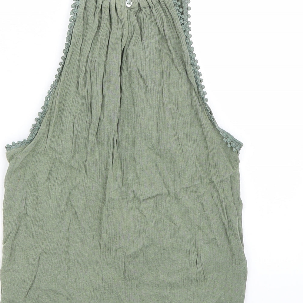 Womens UK Size 4 H&M Green Basic Tank