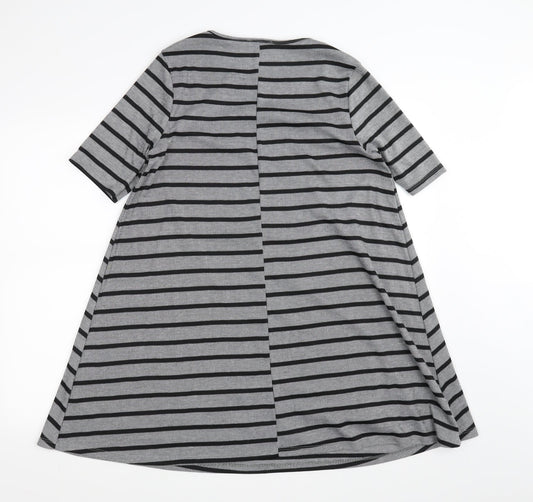 Papaya Womens Grey Striped A-Line Size M