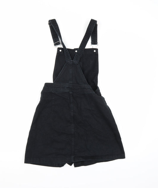 Divided by H&M Womens Black Denim Pinafore/Dungaree Dress Size 6