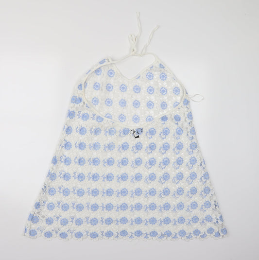 Atmosphere Womens White Floral A-Line Size L - Beachwear