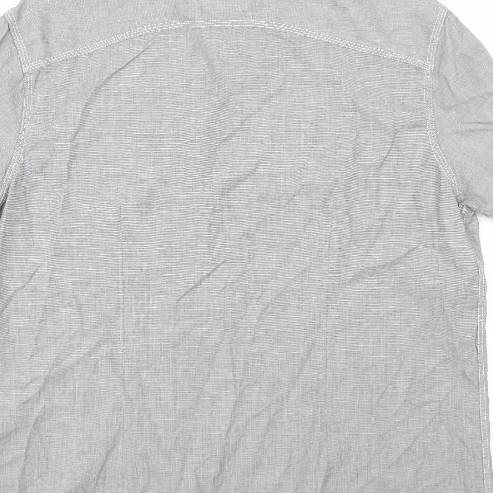 Mens UK Size L Burton Grey Button-Up Short Sleeve Casual Shirt