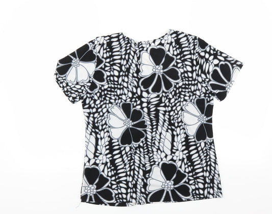Alexara Womens Black Floral Basic Blouse Size 16
