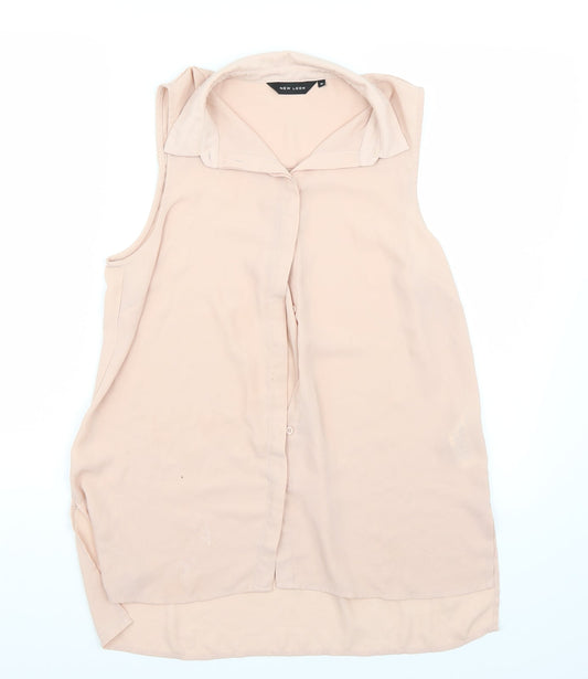 Womens UK Size 12 Newlook Pink Basic Button-Up