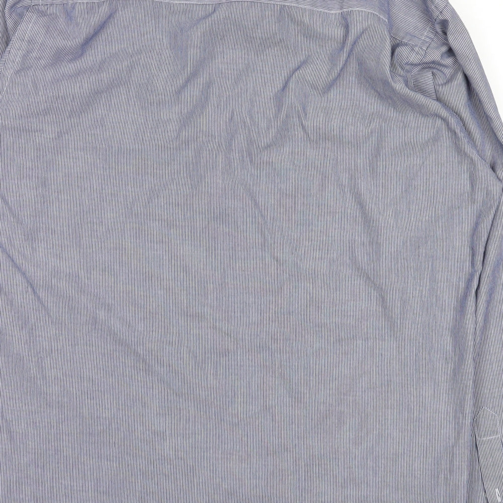 Mens UK Size 15 cedarwood Blue Button-Up Long Sleeve Casual Shirt