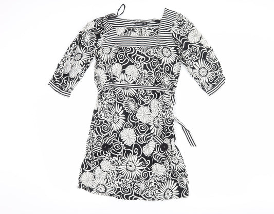 Additional front view of Atmosphere women’s black floral shift, size UK 8