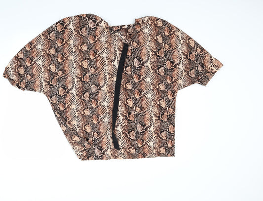 Primark Womens Brown Animal Print Basic Blouse Size 10