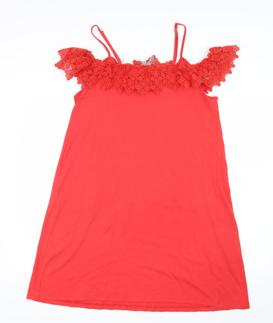 ASOS Womens Red Shirt Dress Size 12 - Lace detail