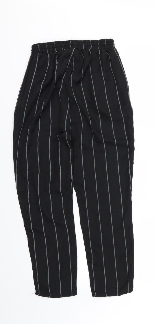 Missguided Womens Black Striped Chiffon Trousers Size 10 L24 in