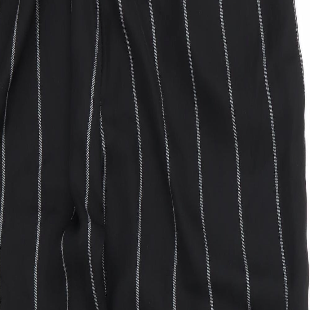 Missguided Womens Black Striped Chiffon Trousers Size 10 L24 in