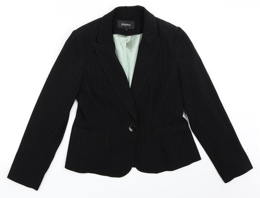 Womens UK Size 12 Papaya Regular Black Blazer