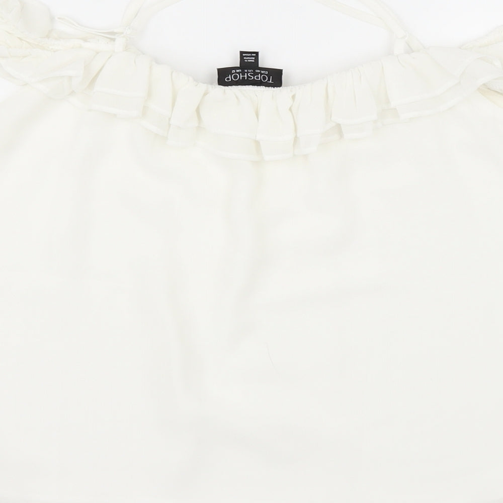 Womens UK Size 12 Topshop White Tunic Blouse