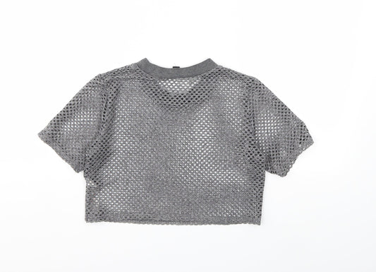 Womens UK Size 10 Topshop Grey Basic T-Shirt