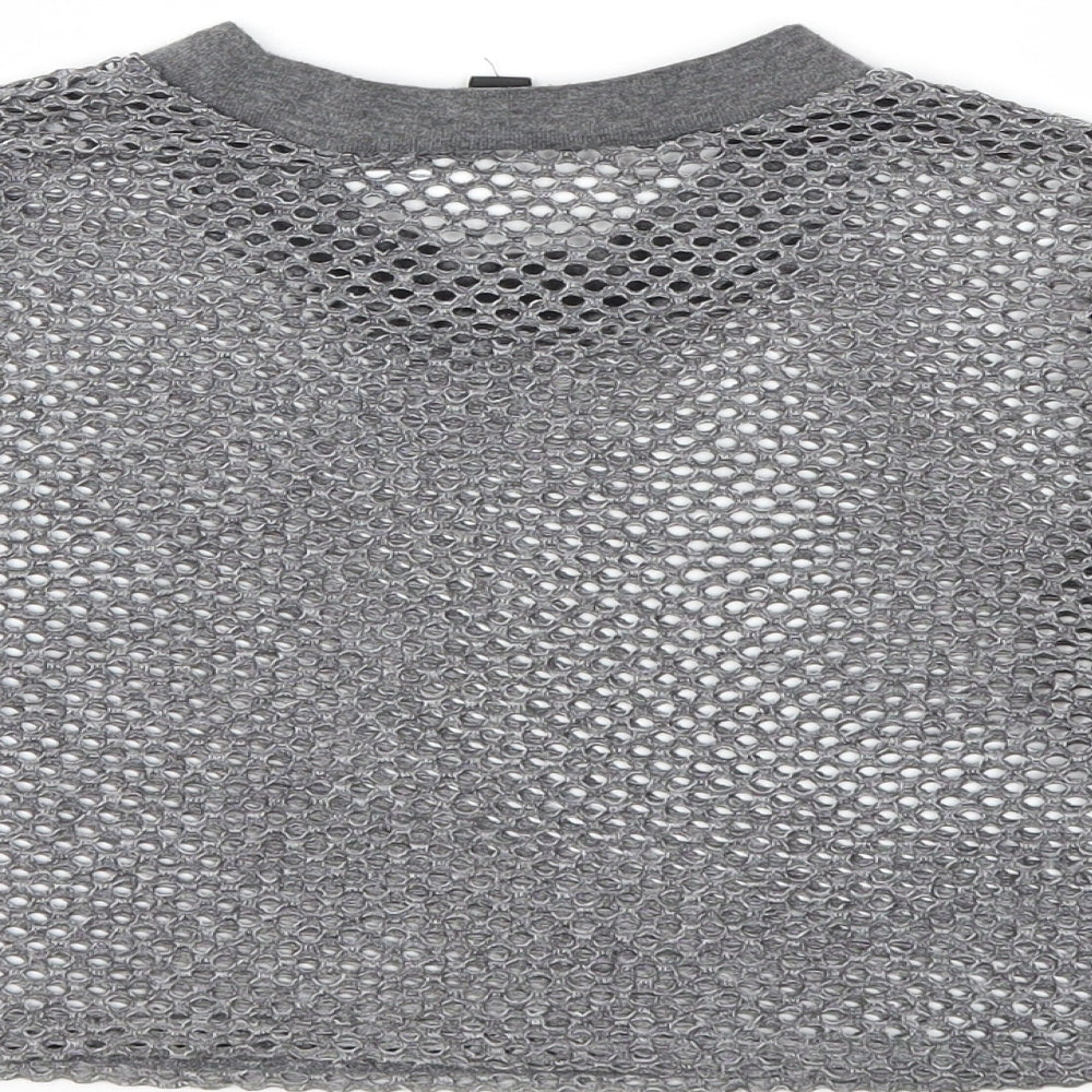 Womens UK Size 10 Topshop Grey Basic T-Shirt