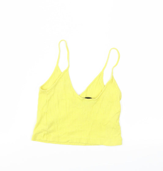 Womens UK Size 8 Topshop Yellow Basic Tank