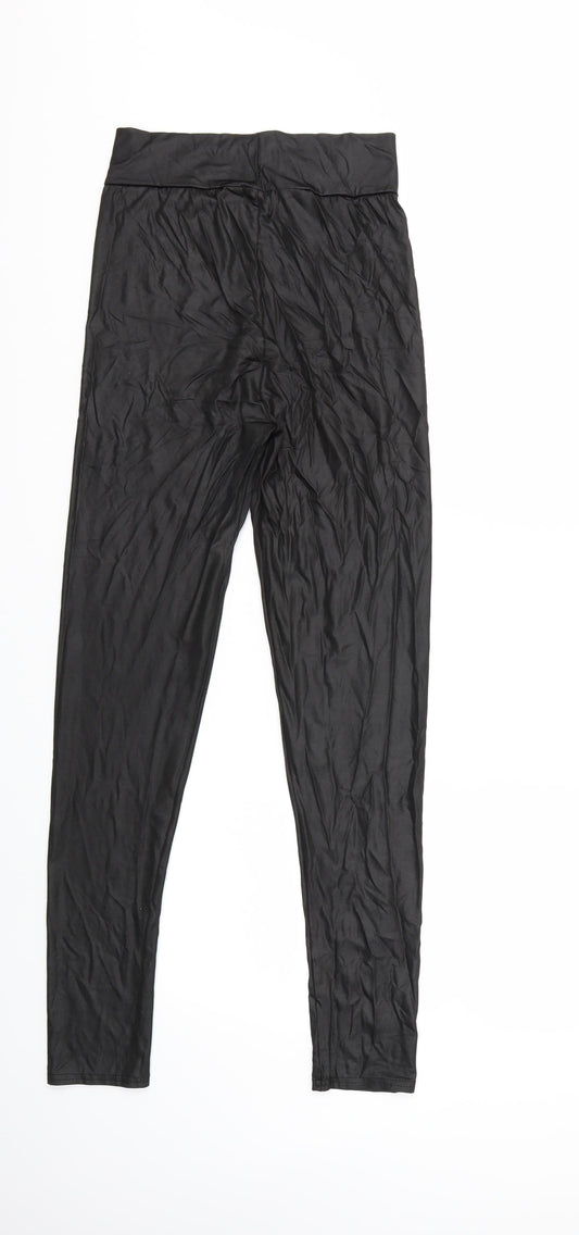 Womens UK Size 12 PRETTYLITTLETHING Capri Black Leggings