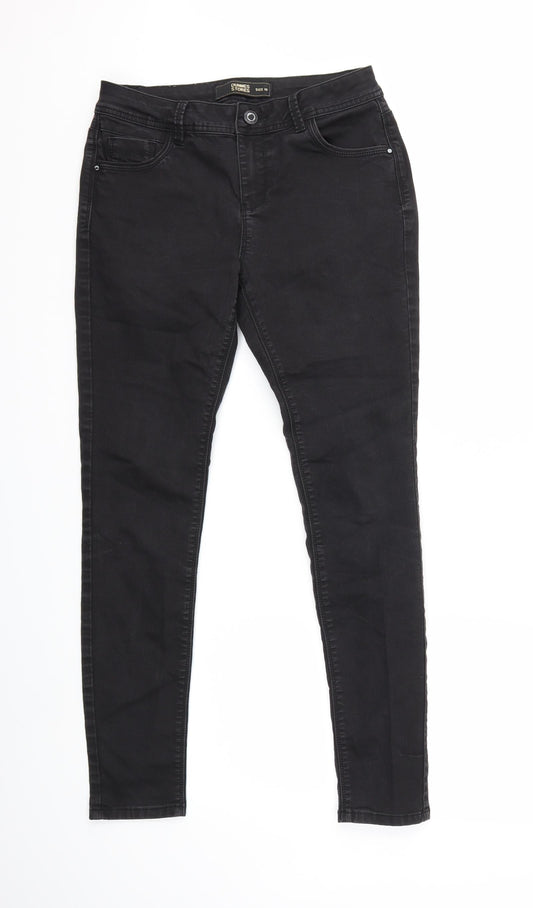 Dunnes Womens Black Denim Skinny Jeans Size 10 L28 in