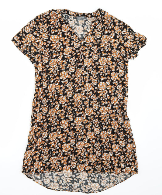 Additional front view of Papaya women’s black floral a-line, size UK 10