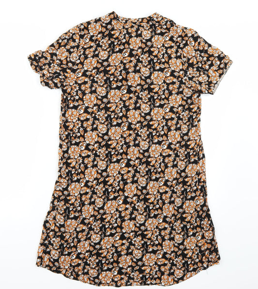 Papaya Womens Black Floral A-Line Size 10