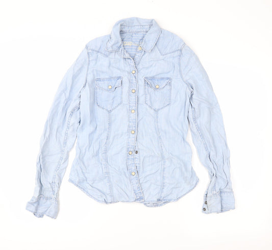 Womens UK Size 6 Gap Blue Basic Button-Up